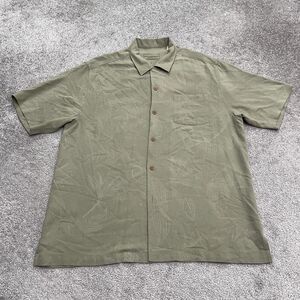 Tommy Bahama Original Fit Silk Vacation Shirt Mens Large Green Floral Tropical